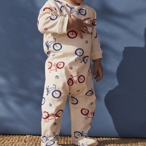 Petit Bateau Babies' Onesie With Bike In Panna